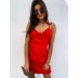Suspender Backless Low-Cut Solid Color Dress NSOYL116233