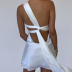 Sleeveless Lace-Up Backless Round Ring Solid Color Satin Dress NSPPF116244