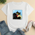 Cartoon Cat Print Loose Short Sleeve T-Shirt NSYAY116367