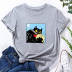 Cartoon Cat Print Loose Short Sleeve T-Shirt NSYAY116367