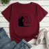 Cat Print Loose Short Sleeve T-Shirt NSYAY116365