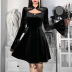 Gothic Style Hollow Stitching Trumpet Sleeve Lace Dress NSGYB116253