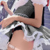 lace-up short sleeve square neck plaid lace lolita dress NSGYB116263