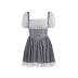 vestido de lolita de encaje a cuadros con cuello cuadrado y manga corta con cordones NSGYB116263