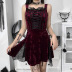 Vestido de terciopelo de malla con cordones y cordones de estilo gótico NSGYB116264