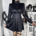 Gothic Style Long-Sleeved High-Neck Plaid Dress NSGYB116266