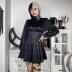 Gothic Style Long-Sleeved High-Neck Plaid Dress NSGYB116266