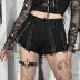 Gothic Style Solid Color Metal Rings Decor High Waist Shorts NSGYB116281