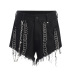 Gothic Style Solid Color Metal Rings Decor High Waist Shorts NSGYB116281
