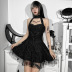 Gothic Style See-Through Mesh Stitching Hollow Lace Dress NSGYB116344