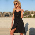 Buttons Solid Color Low-Cut Backless Suspender Dress NSDMB116409