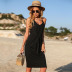 Low-Cut Lace-Up Slim Sling Solid Color Dress NSDMB116410