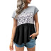 Stitching Loose Round Neck Short-Sleeved Leopard Print T-Shirt NSDMB116411