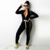 Solid Color Stitching Tie Long-Sleeved Jumpsuit NSGCX116432