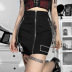 Print Zipper Solid Color Gothic Style Slim Chain Skirt NSGYB116445