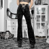 Print Gothic Style Low Waist Lace-Up Flared Pants NSGYB116450