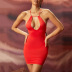 Hollow Backless Tight Suspender Solid Color Dress NSHT116459