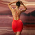 Hollow Backless Tight Suspender Solid Color Dress NSHT116459
