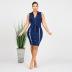 Plus Size Slim Single-Breasted Grinding Ripped Denim Dress NSWL116469