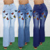 Micro-Elastic Embroidery Painting Bootcut Jeans NSWL116470