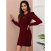Round Neck Slim Long Sleeve Stitching Solid Color Dress NSBJL116518