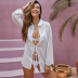 Long Sleeve Lace-Up Solid Color Chiffon Beach Sunscreen Overshirt NSBJL116521