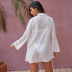 Long Sleeve Lace-Up Solid Color Chiffon Beach Sunscreen Overshirt NSBJL116521