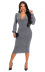 V-Neck Long Sleeve Slim Dress NSMRF116537