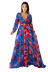 Long Sleeve Print V-Neck Pleated Dress NSMRF116551