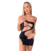 Tight Single Shoulder Color Matching See-Through Dress NSXPF116592