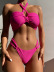 Hanging Neck Backless Lace-Up Solid Color Bikini 2 Piece Set NSCSM116602