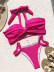 Conjunto de 2 piezas de bikini de color sólido con cordones y espalda descubierta con cuello colgante NSCSM116602