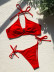 Conjunto de 2 piezas de bikini de color sólido con cinta de cuello colgante sin espalda NSCSM116603