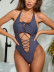 Hanging Neck Lace-Up Backless Solid Color One-Piece Swimsuit NSCSM116612