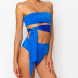 Irregular Tube Top Lace-Up Solid Color 2 Piece Swimsuit NSCSM116617