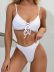 Sling Backless Lace-Up Solid Color Bikini 2 Piece Set NSCSM116619