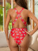 Print Backless Lace-Up One-Piece Swimsuit NSCSM116621