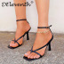 Clipped Toes Square Toe Pu Leather High Heel Sandals NSZLX116656