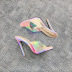 Square Head Dazzling Color Pu Leather High-Heel Slippers NSZLX116658