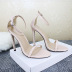Word Thin Tape Solid Color Pu Leather High-Heel Sandals NSZLX116670