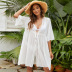 Loose Lace-Up Mid-Length Sleeve Solid Color Chiffon Beach Sunscreen Clothing NSBJL116678