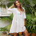 Loose Lace-Up Mid-Length Sleeve Solid Color Chiffon Beach Sunscreen Clothing NSBJL116678