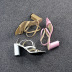 One Word Buckle Solid Color Square Head Thick High Heel Sandals NSZLX116696