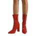 Botas con cremallera trasera de tacón alto y punta en punta de color rojo puro NSZLX116704