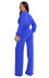 Solid Color Long-Sleeved V-Neck Jumpsuit NSMRF116727