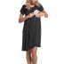 Single Breasted Solid Color Short Sleeves Round Neck Breastfeeding Maternity Dress NSHYF116736