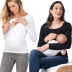 Long Sleeve Round Neck Solid Color Breastfeeding Maternity Wear NSHYF116737