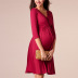 V Neck Mid-Length Sleeve Solid Color Breastfeeding Maternity Dress NSHYF116738