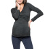 Deep V Neck Long Sleeve Slim Nursing Maternity Wear NSHYF116742