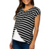 Stitching Short Sleeve Striped Breastfeeding Maternity Tops NSHYF116745